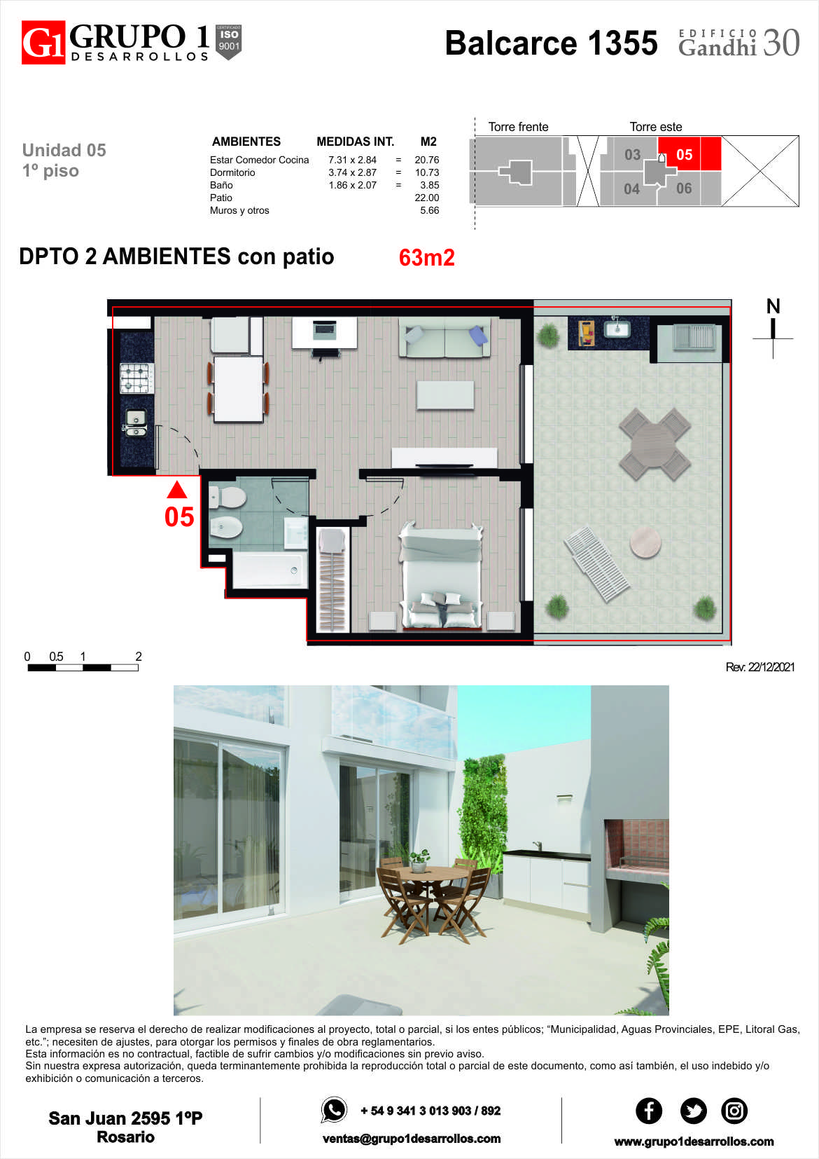 gandhi 30 - departamento 2 ambientes en venta en Rosario, Santa Fe - 