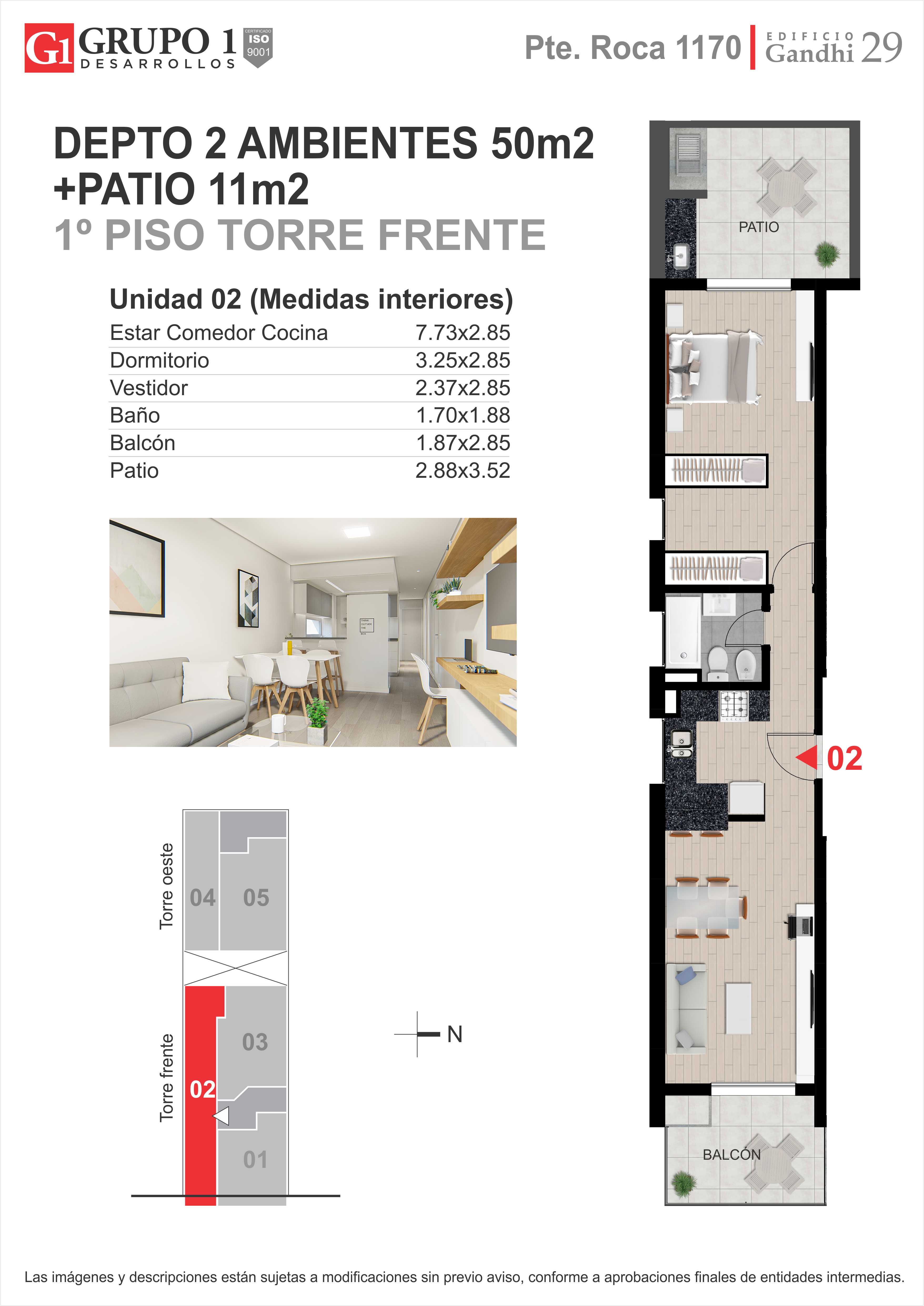 gandhi 29 - departamento 2 ambientes en venta en Rosario, Santa Fe - 